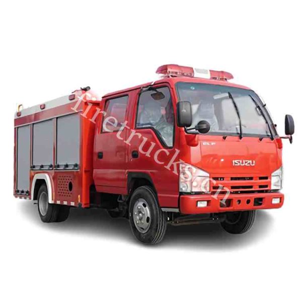 6 wheelers fire tank trucks colored red and has 7units aluminum steel reel door shows on firetrucks.cn