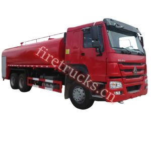 HOWO water tank fire wagon colour red shows on firetrucks.cn