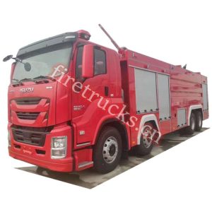 isuzu 8x4 GIGA fire agent painted red color shows on firetrucks.cn